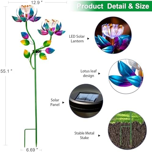 Solar Wind Spinner Outdoor 2-in-1 Garden Decor with LED Lights - Image 4