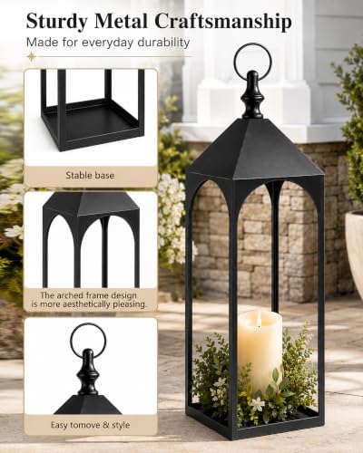 24" 17" 12" Large Outdoor Floor Lantern Set of 3 - Image 3
