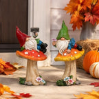 TERESA'S COLLECTIONS Set of 2 Cute Fall Gnomes Garden Decor for Yard 7" - Image 5