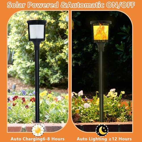 Swingers Solar Torch Lights Outdoor, 33" Tall Flickering Flame Lights - Image 6