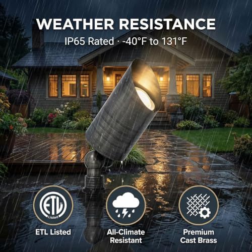 KSANA Solid Brass Outdoor Spotlight, 12V Low Voltage Landscape Light Bronze Heavy Duty Accent Uplighting Lighting for Yard and Garden, Garden, Patio, Trees & House, 1 Pack - Image 2