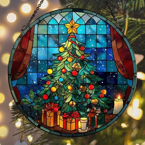 Christmas Tree Colorful Ornaments Hanging Acrylic Suncatcher - Image 6