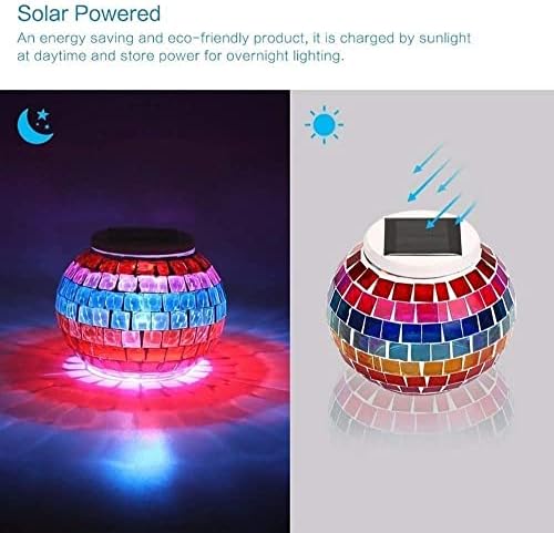 yuans Solar Table Light, Solar Mosaic Lights Color Changing Solar Glass Ball Garden Lights Waterproof Solar Night Lights Table Lamps (F) - Image 6