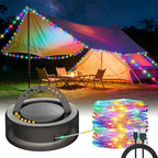 4 in 1 Solar Camping String Lights, 5200mAh 33FT RGB Fairy String Light, Waterproof Hanging String Lights with 9 Lighting Modes, USB-C Rechargeable Tent Lantern, Camping Essentials by HOMECHOOSE