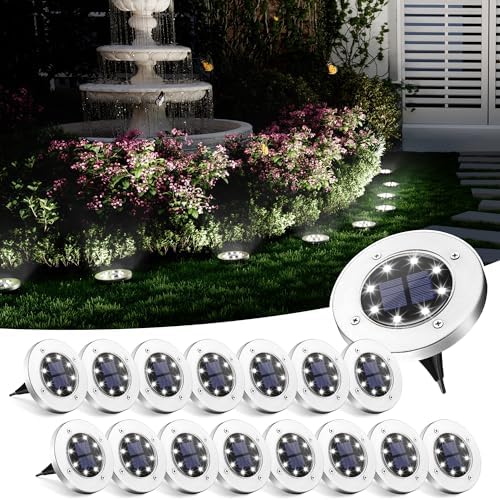 SOLPEX Solar Ground Lights Outdoor, Garden Lights 16 Pack Cool White by Solpex