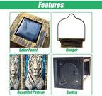 Solar Lantern Stained Glass White Tiger Green Eyes Wildlife Artwork Outdoor Waterproof Hanging Solar Light Outside Lights for Patio Yard House Lawn Decor Birthday Gifts for Women Mom - Image 3