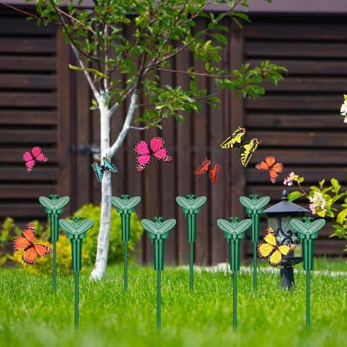Rossesay 18 Pcs Butterfly Solar Flying Moving Fluttering, Garden Stakes - Image 6