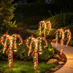 Solar Garden Lights Outdoor Waterproof, 4 Pack Solar Flower Lights Outdoor with Red Eucalyptus Flowers & 2 Lighting Modes, Decorative Solar Lights Outdoor for Yard Patio Lawn Decor, Gifts by AureateHorizon