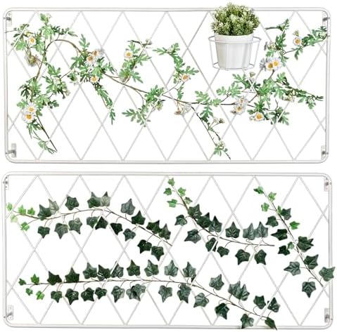 MyGift Wall Garden Trellis, White Metal Lattice Panels Set of 2 by MyGiftHome