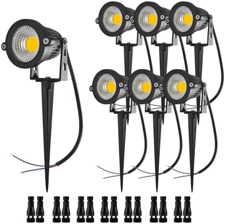 10W Low Voltage Landscape Lights 12V Landscape Lighting with Connectors Warm White Waterproof Outdoor Spotlights for Trees Pathway Lawn Yard （7 Pack） by GLW