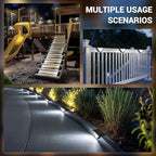 PATIOWIN 12 Pack Solar Step Lights for Outside, 24 LEDs Solar Stair Lights Waterproof IP65, Solar Deck Lights Outdoor Decor for Garden, Porch, Pathway, Patio, Fence(Cold White) - Image 2