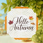 10 Inch Autumn Maple Leaves Wind Spinner for Yard and Garden,Thanksgiving Farmhouse Orange Striped Hanging Ornaments Outdoor 3D Kinetic Wind Sculpture Spinners Indoor Outdoor Patio Décor Gift - Image 2