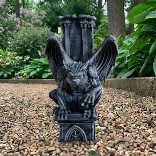 OLOMA Gothic Gargoyle Concrete Garden Statue Mythic Creature Sculpture Outdoor Yard Decor Handmade Guardian Figurine Patio Lawn Ornament Fantasy Architectural Accent Halloween Decor by OLOMA