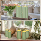 Rossesay 2 Pack 4 x 8 Inch Large Waterproof LED Pillar Candles, Sage Green - Image 6