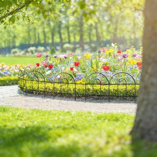 24in(H)×50ft(L) Black Decorative Garden Border Fence Total 35 Panels No Dig Metal Folding Fence Panel Garden Edging Border Fence for Animal Barrier Fencing Flower Bed Yard Patio - Image 5