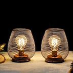 TRIROCKS Set of 2 Battery Operated Lamp LED Table Lantern, Metal Cage Cordless Lamps with LED Bulb，Vintage Decorative Outdoor Lantern for Weddings, Parties, Patio, Events for Indoors Shelf Decor - Image 2