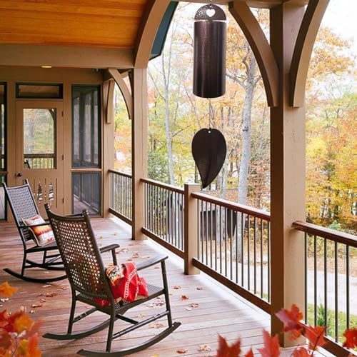 Serenity Bell Wind Chimes for Outside Deep Tone Cylinder Windbell Deep Resonance Wind Chime Outdoor Antique Copper Garden Decor Sympathy Gift Home Decoration 28 Inch Large - Image 3