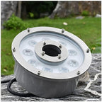 LED Pool Underwater Light, Submersible Ring Fountain Lamp, IP68 Waterproof Stainless Steel Landscape Lights, 12V Low Voltage Middle Hole LED Pond Lights, for Aquarium, Garde (6W(12V),Green) by Unknown