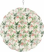 Summer Wind Spinners Outdoor Tropical Flamingos Palm Leaves Beige Letter Texture 3D Stainless Steel Wind Spinner for Yard Kinetic Sculpture Hanging Spinning Ornament for Garden Patio Porch 12 Inch by Unknown
