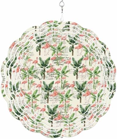 Summer Wind Spinners Outdoor Tropical Flamingos Palm Leaves Beige Letter Texture 3D Stainless Steel Wind Spinner for Yard Kinetic Sculpture Hanging Spinning Ornament for Garden Patio Porch 12 Inch by Unknown