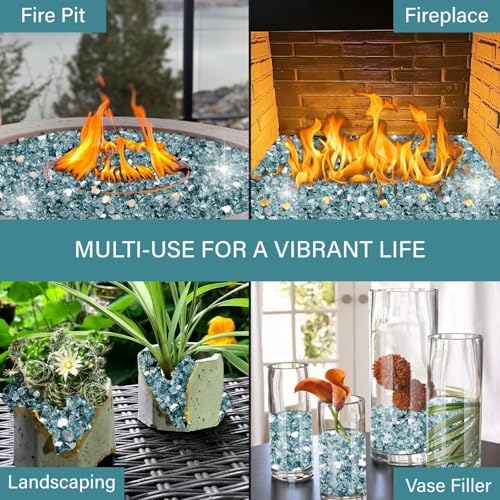 NUPICK 20 Pound Fire Glass, 1/2 Inch Reflective Fire Pit Glass - Image 5