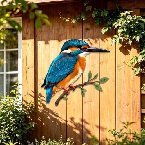 Kingfisher Bird Metal Wall Art Rustic Iron Plaque for Home Garden Decor Outdoor Patio Living Room Elegant Wildlife Hanging Ornament (16 INCH) - Image 4