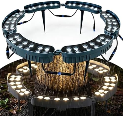 LED Ring Tree Light, Outdoor Waterproof Landscape Spotlight, Die-Cast Aluminum Tree Hug Uplights with Ground Stake for Garden Pathway Accent, Circular Wrap Around Lamp(Red,72W(24v)) by Unknown