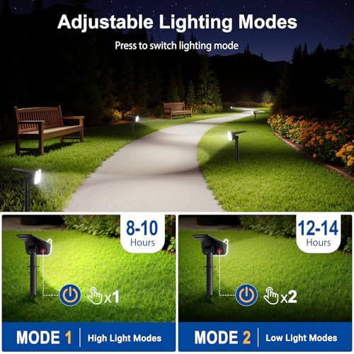 LETMY Solar Spot Lights Outdoor Waterproof with Bigger LED, 6 Pack Auto ON/OFF 135°Adjustable Solar Lights Outdoor, 2-in-1 Wall Lights & 2 Modes Landscape Spotlights for Tree Yard Pathway Garden Decor - Image 5
