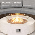 SUNBURY Outdoor 42 Inch Propane Fire Pit Table, 50000 BTU Spotted White Patio Gas Fire Table w Glass Wind Guard, Tank Table, Lava Rocks - Image 3