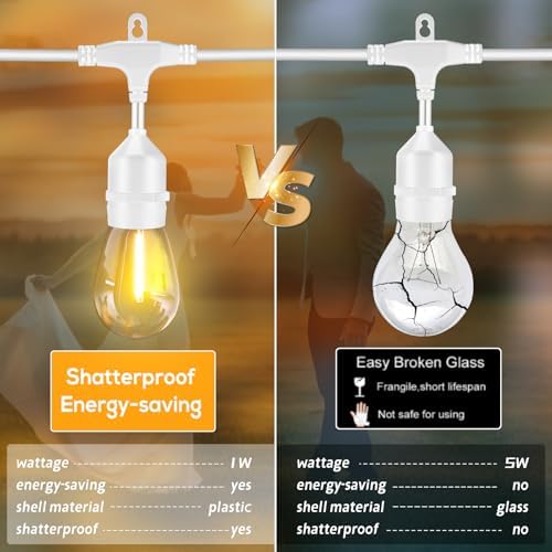 Outdoor String Lights White LED Waterproof 100FT for Patio Backyard Wedding - Image 3