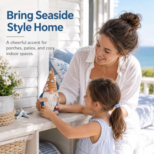 Solar Beach Gnome Statue: Nautical Figurine with Starfish Light - Image 4