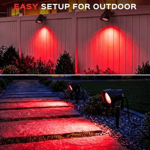 T-SUN Spot Lights Outdoor, Red Landscape Spotlights for Patio Party 2 Pack - Image 5