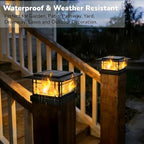 Dynaming 4x4 Solar Post Cap Lights Outdoor with Flickering Flame Light, 12 Pack Black Shell Fence Post Solar Lights Fit Vinyl/Wooden Posts, Brightness LED Lighting Decor for Garden Deck Patio - Image 5