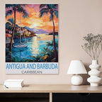 Vintage Metal Tin Sign，Antigua and Barbuda Caribbean, Vintage Travel Poster，Retro Wall Decor Art Tin Sign for Home Coffee Bar Restaurant Pub(15x30cm）6x12 inch-AH22 - Image 2