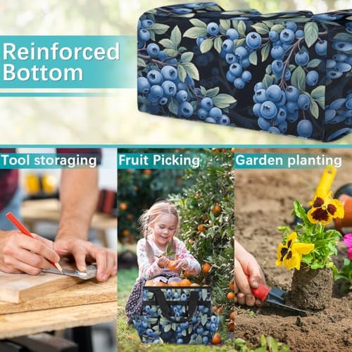 Blueberry Garden Tool Bag Organizer Heavy Duty Fruit Printed Gardening Tote Bag with 10 Pockets for Women Men Gardening Gifts - Image 7