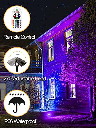ZUCKEO 5W RGB Landscape Lighting Color Changing Low Voltage Landscape Lights with Connector, 12V 24V Waterproof Outdoor LED Colored Spotlight Path Light for Yard Garden House (2Pack) - Image 5