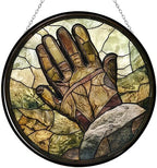 9.84 Inch Boho Memorial Day Combat Gloves On Field Stone Stained Glass Sun Catcher Wall Hanging Colored Decor Room Indoor Window Decor Halloween Christmas Hanging Ornament Mother Day by Unknown