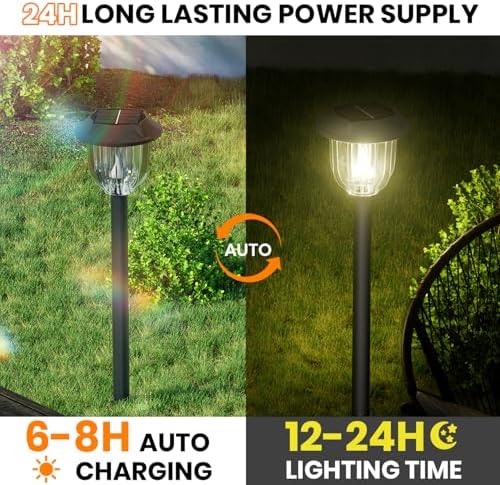 AOSEA Solar Pathway Lights Long Battery Life, 10 Pack, Warm White, IP65 - Image 5