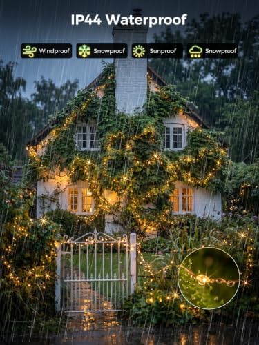200FT 600LEDs Fairy Lights Solar Powered,Gold Wire,Warm White - Image 4