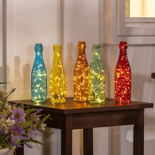 Evergreen Garden Glass Bottles for Bottle Tree, Wine Bottles for Decorativation Indoor Outdoor Wedding Christmas Party Decor (Rainbow, Set of 5) - Image 3