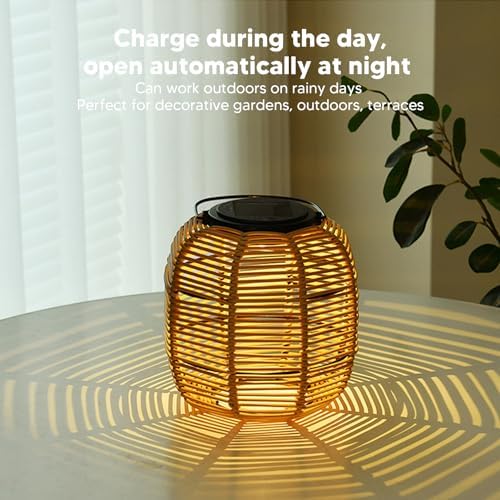Solar Lantern Outdoor Water Proof Hanging Rattan Solar Lights, Water Proof Decorative Rattan Lantern for Table Patio Garden Yard Porch - Image 3