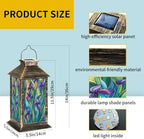Solar Lantern Irises Hand Cut Stained Glass Purple Green Blue Leaves Organic Outdoor Waterproof Garden Hanging Lantern Solar Powered Lighting Outside Table Lamp for Patio Deck Camping 1 Pack - Image 6