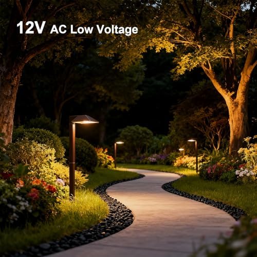 GOODSMANN Low Voltage Landscape Path Lights 8PK Kit 0.6W LED Sidewalk Landscape Lighting 22 Lumen Outdoor Electric Walkway & Pathway Lights Wired Bronze Finish 3100K Warm White with Cable Connectors - Image 3