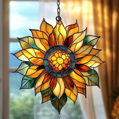 Mosaic Effect Sunflower Acrylic Suncatcher by AVAGAN