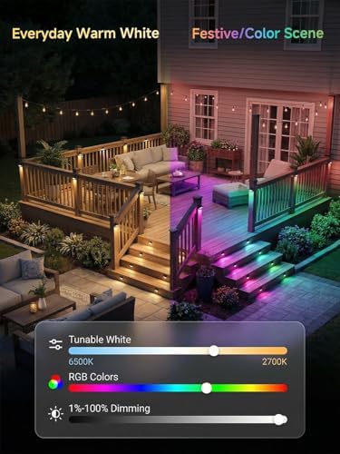Low Voltage RGBCW Smart Deck Lights, 12V Bluetooth Mesh Black Outdoor Landscape Lighting with App & Remote Control, Replaceable G4 Bulb, IP65 Waterproof Aluminum for Step Stair Fence, 4 Pack - Image 4