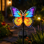 Solar Butterfly Garden Stake Light, 39.4" Outdoor Solar Garden Decor Light, Rainbow Glow Acrylic Butterfly, Auto On/Off Waterproof Yard Lawn Pathway Flower Bed Decoration - Image 5
