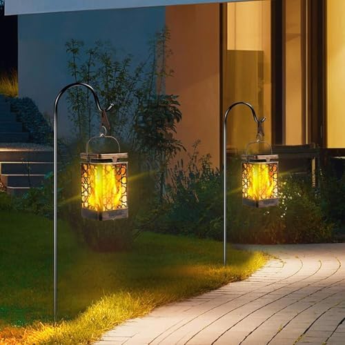 TomCare Solar Lanterns Outdoor, Flickering Flame Hanging Lights, 4 Pack - Image 5