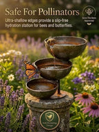 Rain Catcher Bird Bath Tiered, Bring Life Back to Your Garden – Rain Catcher Bird Bath, Rustic Metal Garden Stake, Weather-Resistant Outdoor BirdBath for Yards (Light Copper,3PCS) - Image 3
