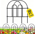 AMAGABELI 35 Panels 18in(H)×50ft(L) Decorative Garden Fence No Dig Rustproof Metal Pre-Linking Fence Panels Garden Edging Border Animal Barrier Fencing for Flower Beds Yard Patio Outdoor Decor Black by AMAGABELI+GARDEN+%26+HOME