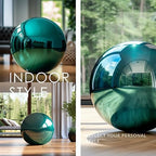 12 Inch Stainless Steel Gazing Globe, Hollow Ball Mirrored Surface Polished Shiny Sphere,Garden Stainless Steel Gazing Ball for Outdoor Lawn Pond Yard Ornament (Light Blue) - Image 4